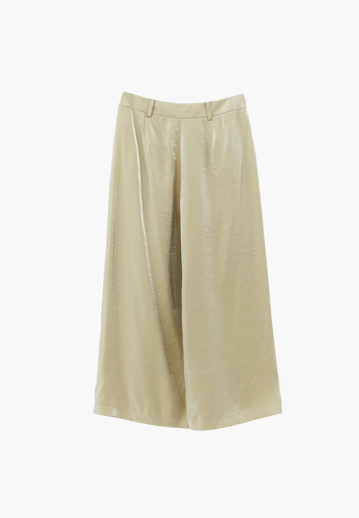 Wide Leg Trousers With Belt Detail - SAGE GREEN