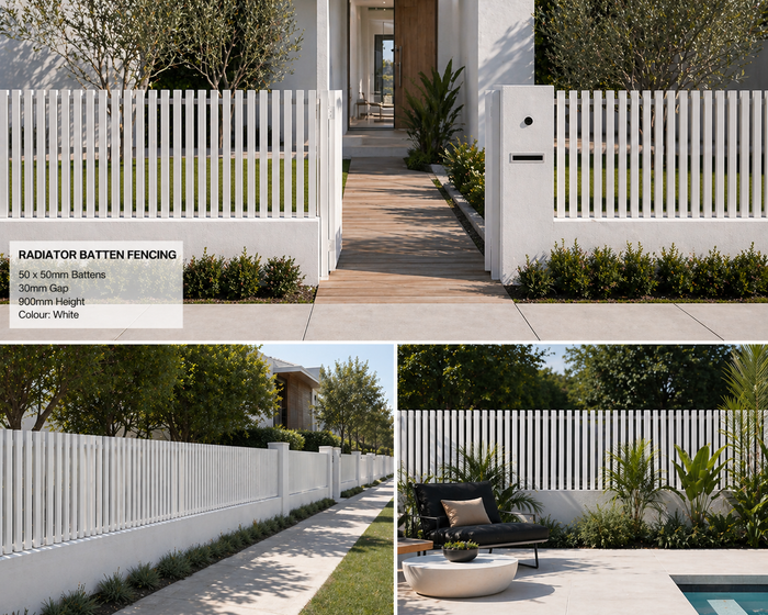 50x10 Aluminium Batten Fence Panel | Radiator Style 50mm Gap Australia