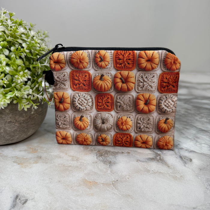 Mini Pouch - Halloween Fall - Knit Pumpkin