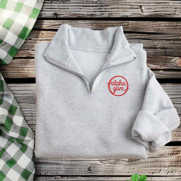 Alpha Gamma Delta Quarter Zip Pullover  - Alpha Gam