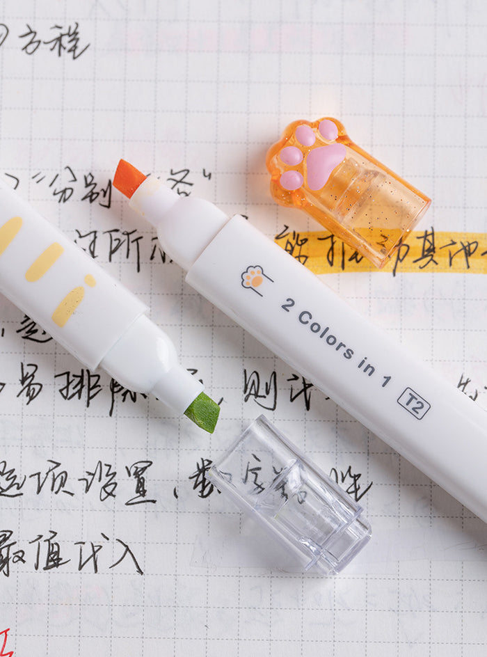 Cat Paw Series Dual-Sided Highlighter Set (6pcs)