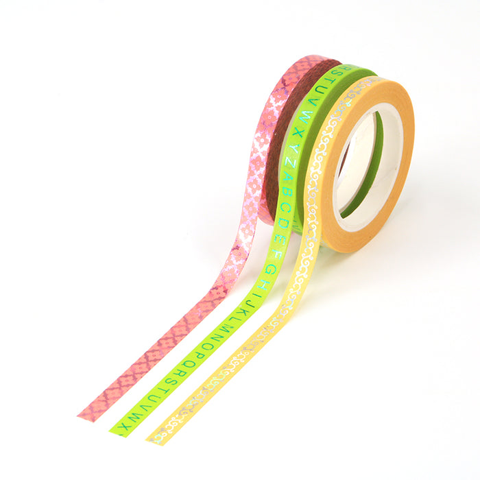 Colorful Gold Foiled Slim Washi Tape Set (3pcs)