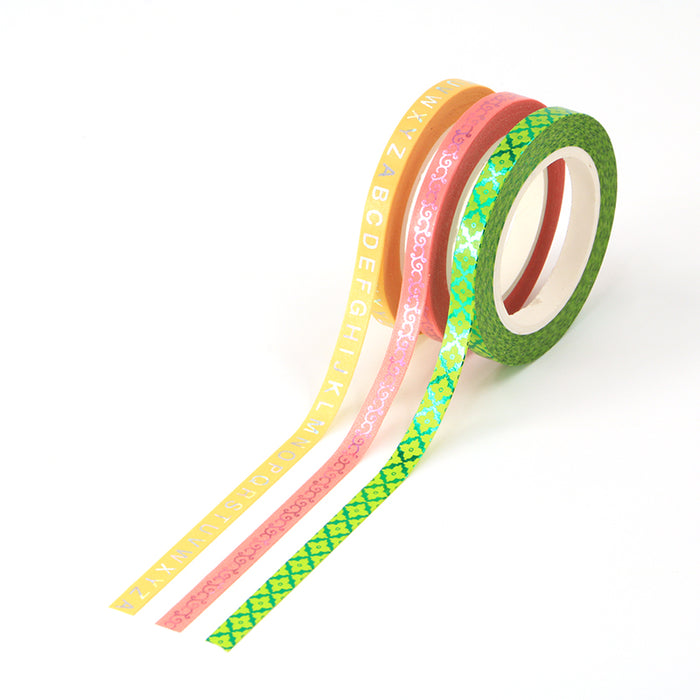 Colorful Gold Foiled Slim Washi Tape Set (3pcs)