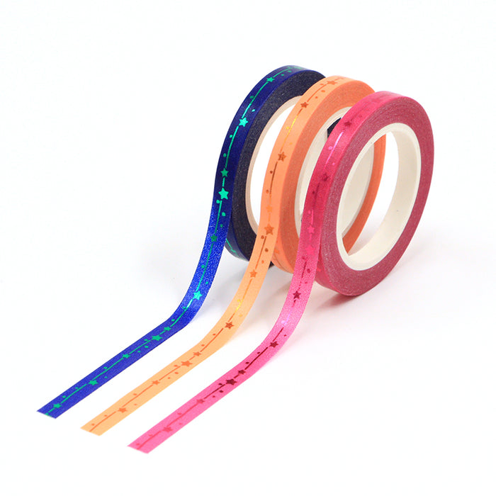 Colorful Gold Foiled Slim Washi Tape Set (3pcs)