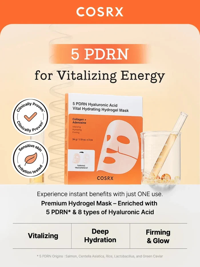 COSRX 5 PDRN Hyaluronic Acid Vital Hydrating Hydrogel Mask - DOKAN
