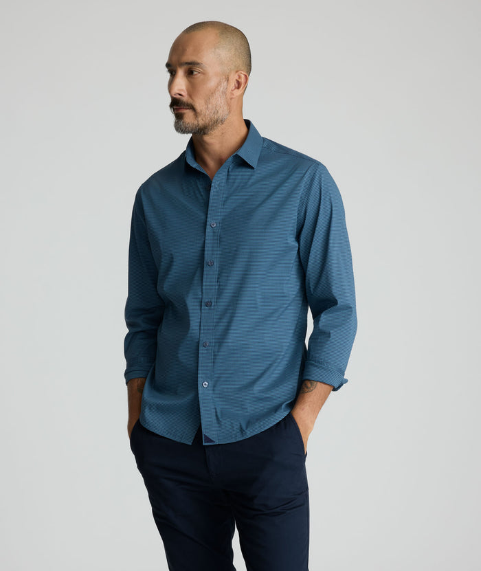 Model is wearing UNTUCKit CottonTek™ Kleinwood Shirt.