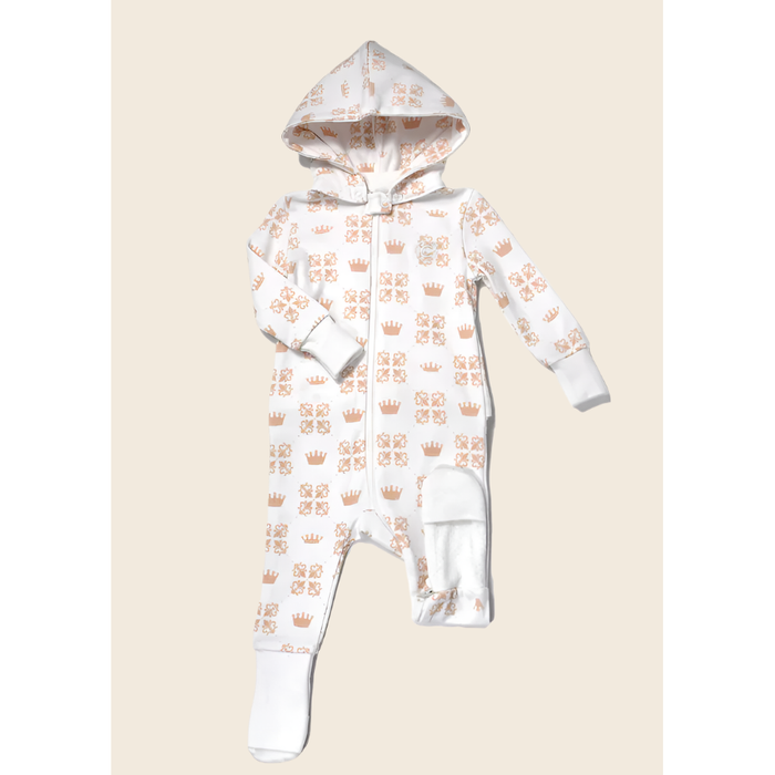 Cuddloom | Convertible Romper With Detachable Hoodie Crown Print