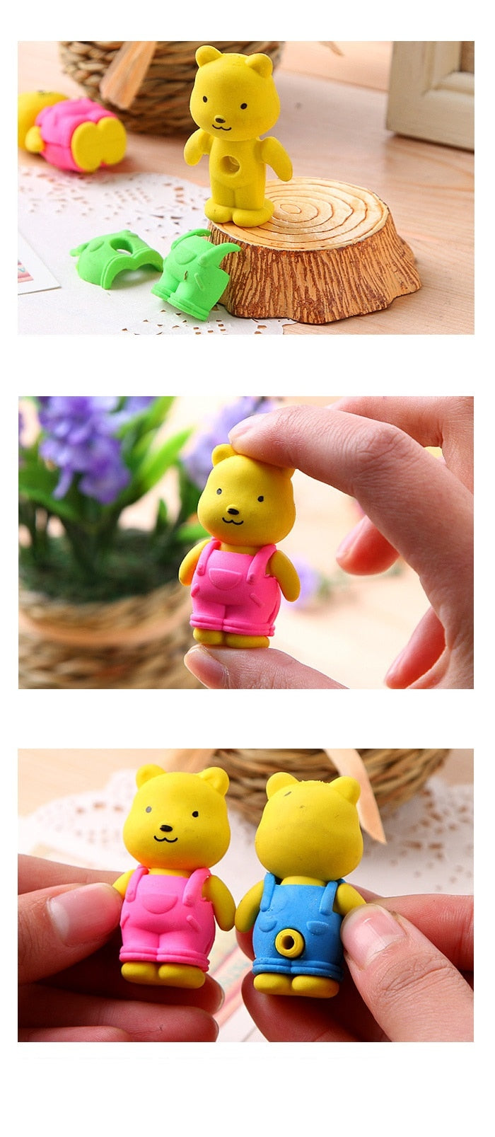 Cute Bear Erasers (3pcs) - Original Kawaii Pen