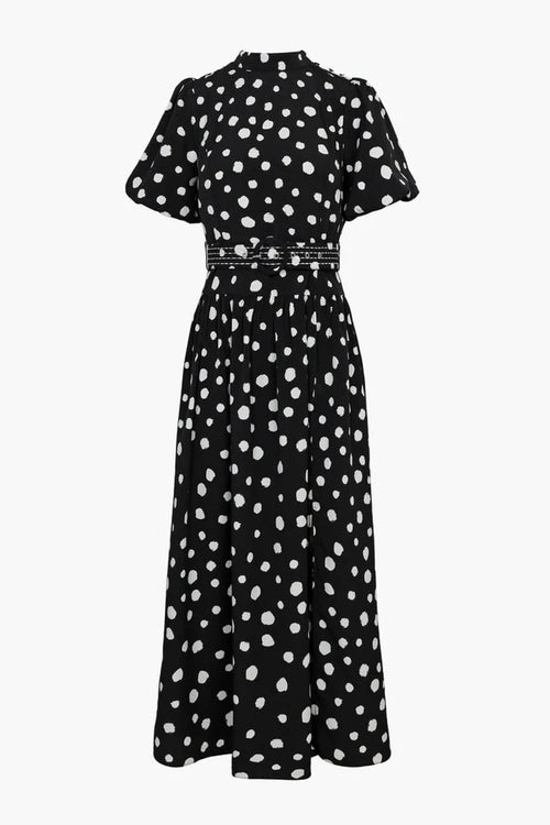 Darlene Polkadot Belted Midi Dress - BTK COLLECTIONS-Size XS
