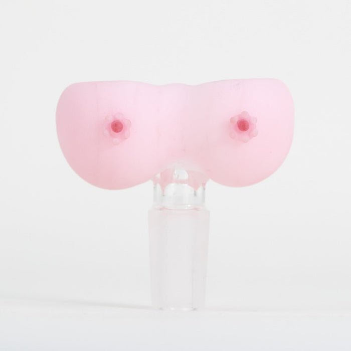 Empire Glassworks Boobies Bowl Piece with soft pink glass and sculpted novelty design