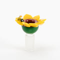 Empire Glassworks Sunflower Bowl Piece with yellow petals and green glass base