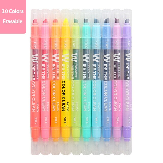 Erasable Markers Double Tip Gel Ink ⭐ Value Pack 10 Pcs⭐ - Original Kawaii Pen