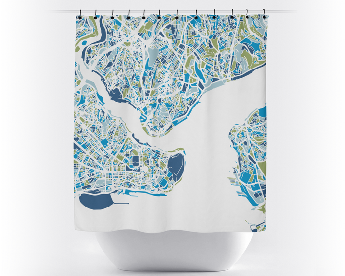 Istanbul Map Shower Curtain - turkey Shower Curtain - Chroma Series
