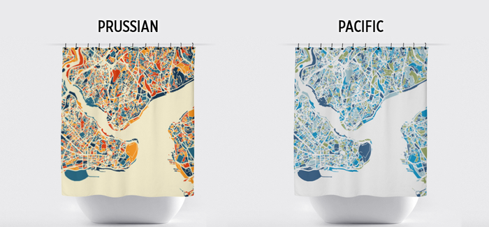 Istanbul Map Shower Curtain - turkey Shower Curtain - Chroma Series