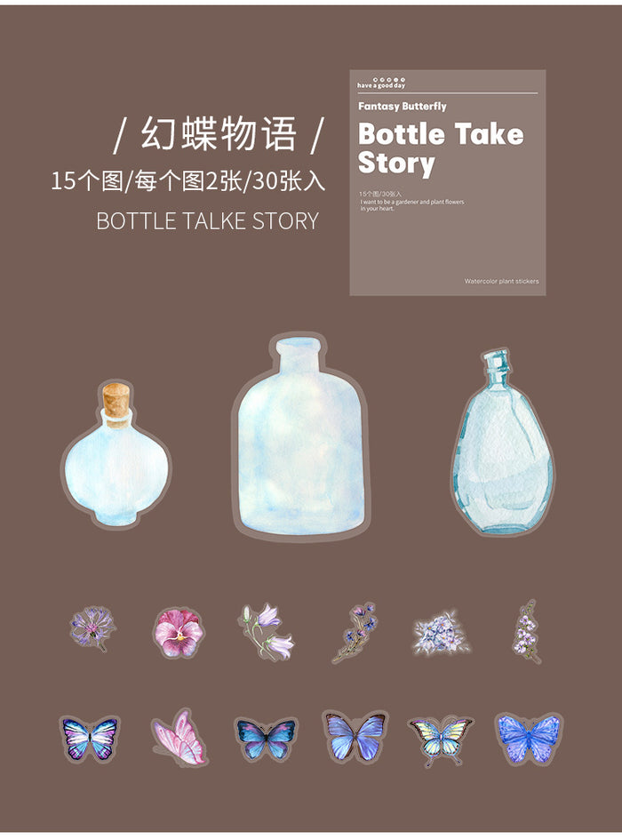 Japanese Bottle Story Stickers (8 Designs - Original Kawaii Pen