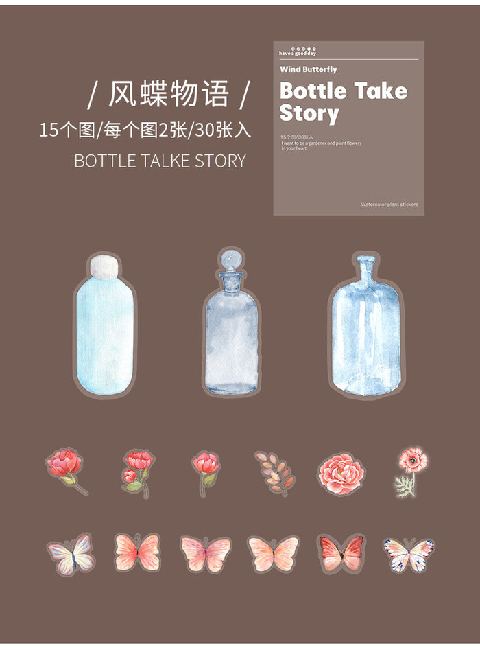 Japanese Bottle Story Stickers (8 Designs - Original Kawaii Pen