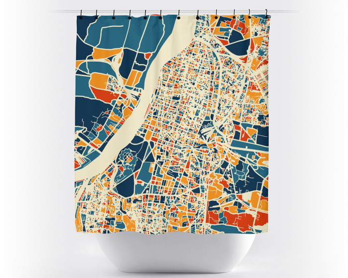 Kolkata Map Shower Curtain - india Shower Curtain - Chroma Series