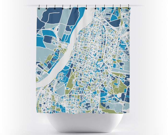 Kolkata Map Shower Curtain - india Shower Curtain - Chroma Series
