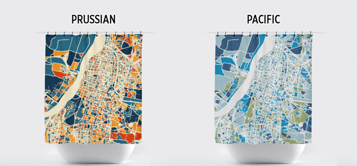Kolkata Map Shower Curtain - india Shower Curtain - Chroma Series