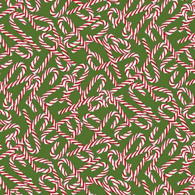 LAST CHANCE - GINGERBREAD FACTORY - TOSSED CANDY CANES (1 7/8 YARDS)