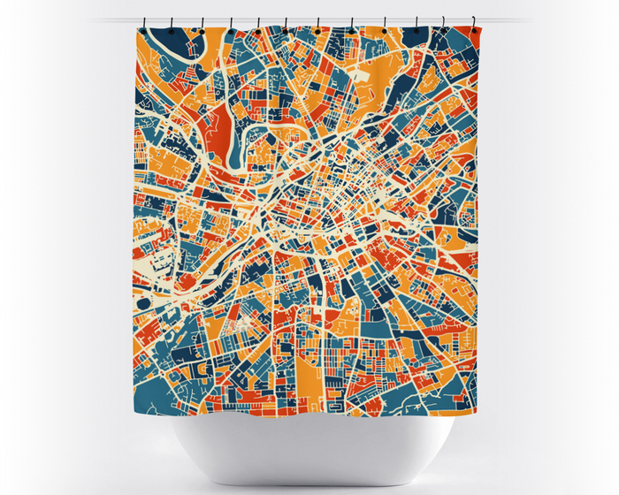 Manchester Map Shower Curtain - uk Shower Curtain - Chroma Series