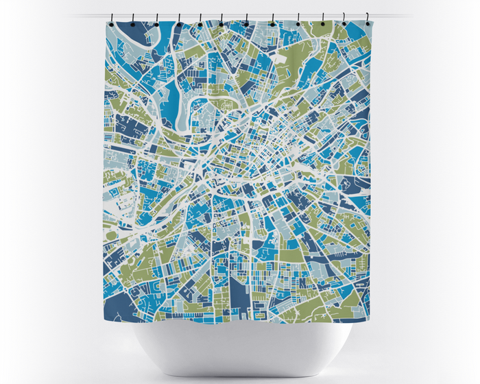 Manchester Map Shower Curtain - uk Shower Curtain - Chroma Series