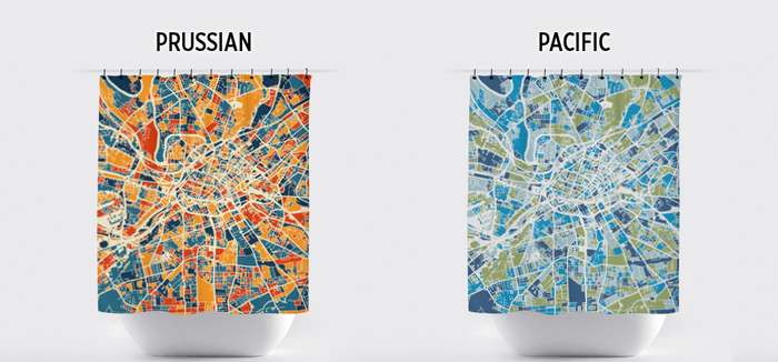 Manchester Map Shower Curtain - uk Shower Curtain - Chroma Series