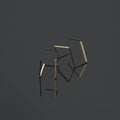 Maze Geometric Post-Back Hoop Earrings - Black/Gold