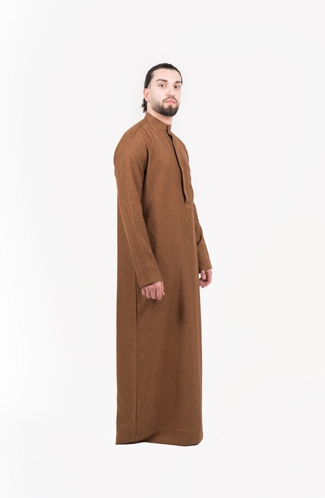 Mens Caramel Brown Semiramis Kuwaiti Thobe