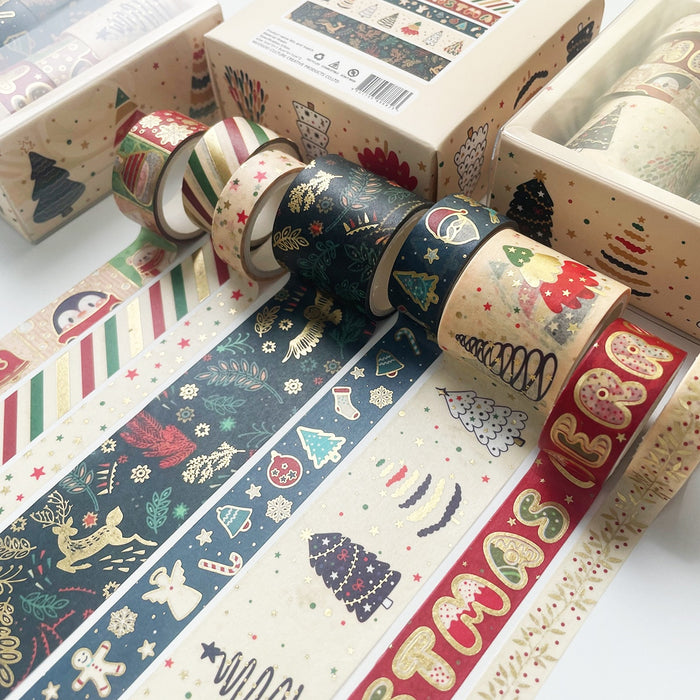 Merry Christmas Gold Foiled Washi Tape Set ( 8 pcs)