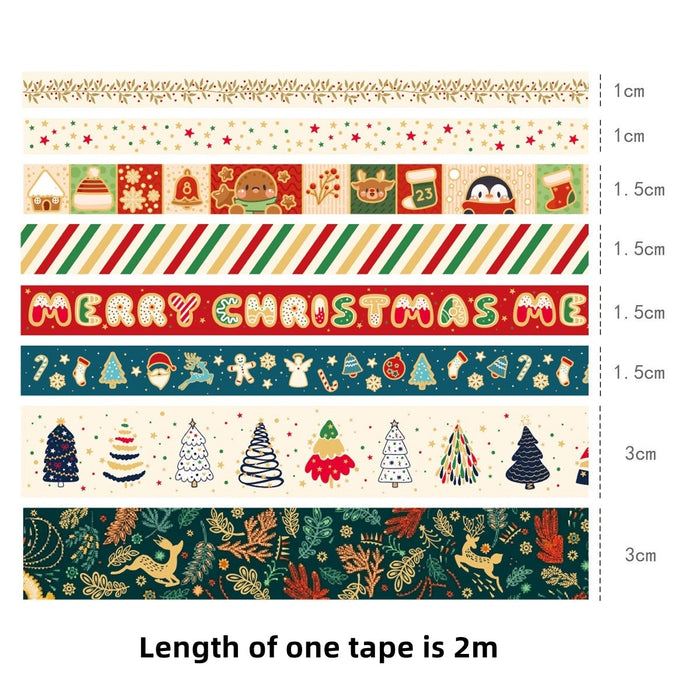 Merry Christmas Gold Foiled Washi Tape Set ( 8 pcs)