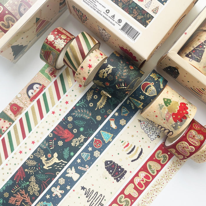 Merry Christmas Gold Foiled Washi Tape Set ( 8 pcs)
