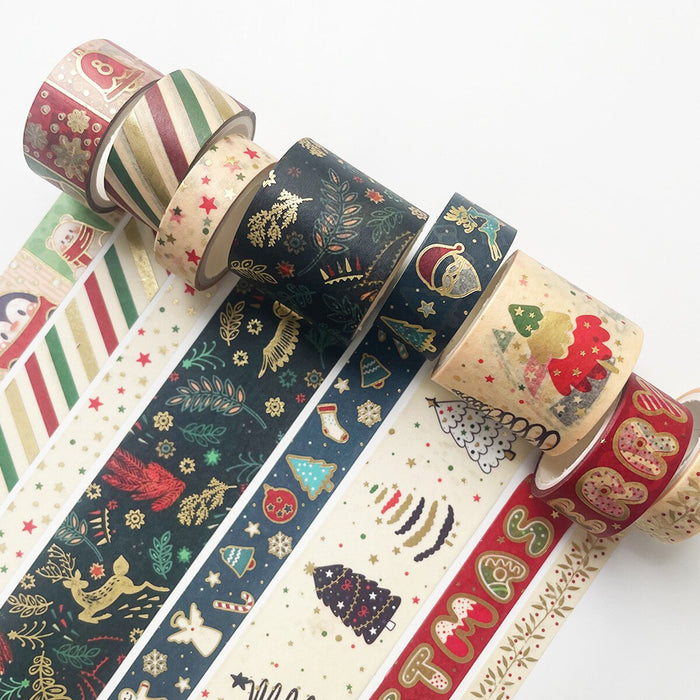 Merry Christmas Gold Foiled Washi Tape Set ( 8 pcs)