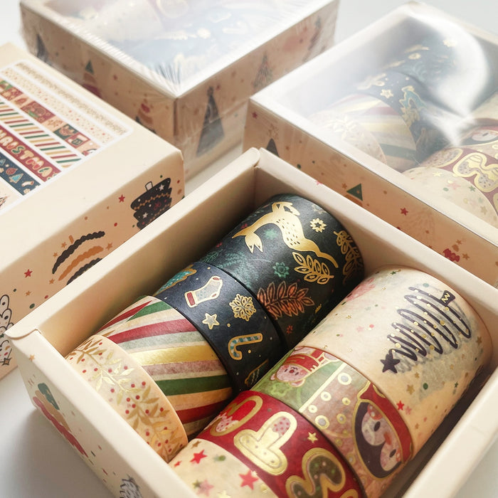 Merry Christmas Gold Foiled Washi Tape Set ( 8 pcs)