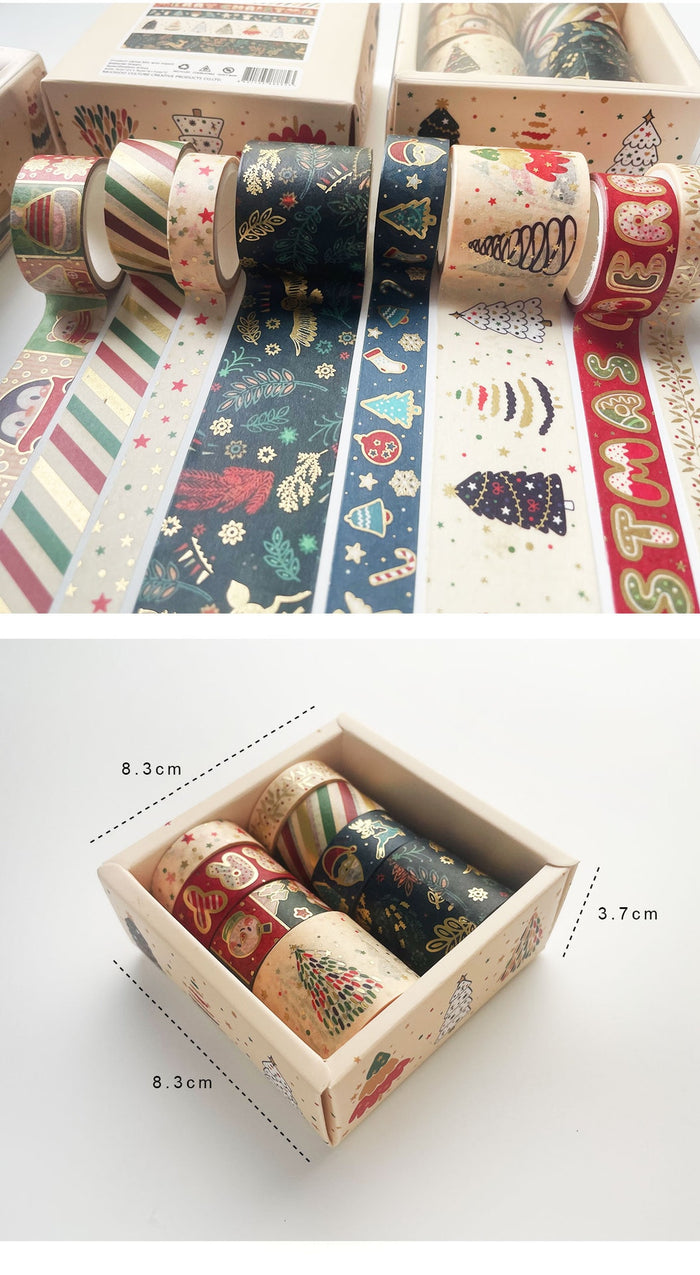 Merry Christmas Gold Foiled Washi Tape Set ( 8 pcs)
