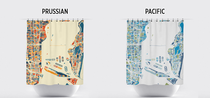Miami Map Shower Curtain - usa Shower Curtain - Chroma Series