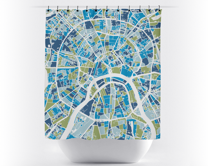 Moscow Map Shower Curtain - russia Shower Curtain - Chroma Series
