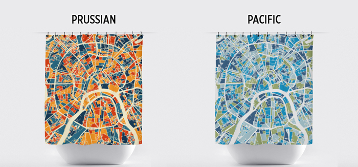 Moscow Map Shower Curtain - russia Shower Curtain - Chroma Series