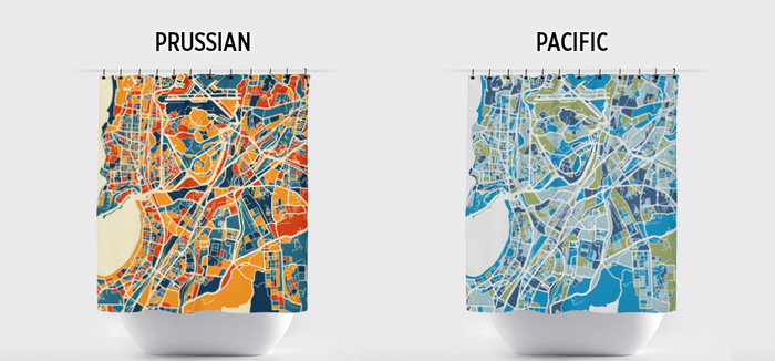 Mumbai Map Shower Curtain - india Shower Curtain - Chroma Series