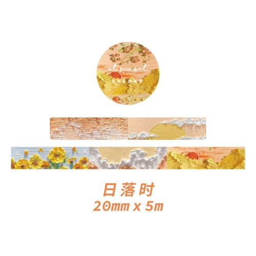 Nature Series Oil Painting Washi Tapes - Original Kawaii Pen