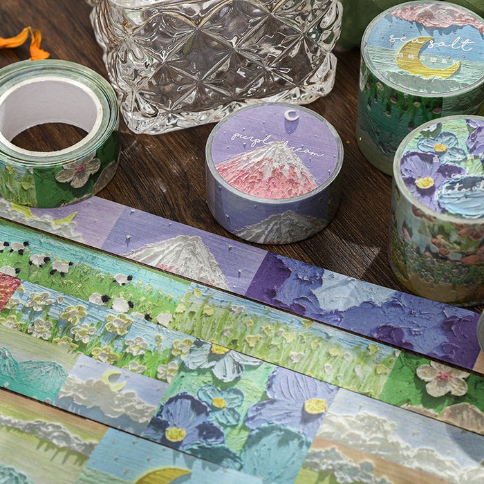 Nature Series Oil Painting Washi Tapes - Original Kawaii Pen