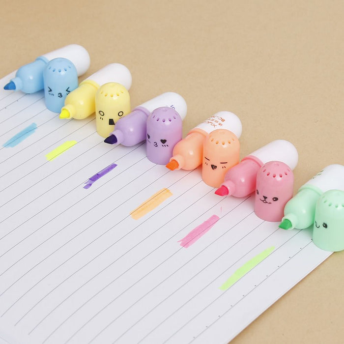 Original Kawaii Vitamin Capsule Highlighter ⭐Pack of 6 pcs ⭐ - Original Kawaii Pen