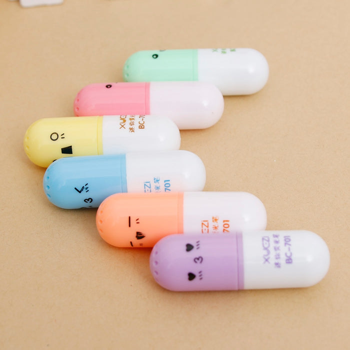 Original Kawaii Vitamin Capsule Highlighter ⭐Pack of 6 pcs ⭐ - Original Kawaii Pen