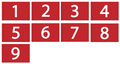 Numbered golf flags 1 through 9 red nylon made in USA