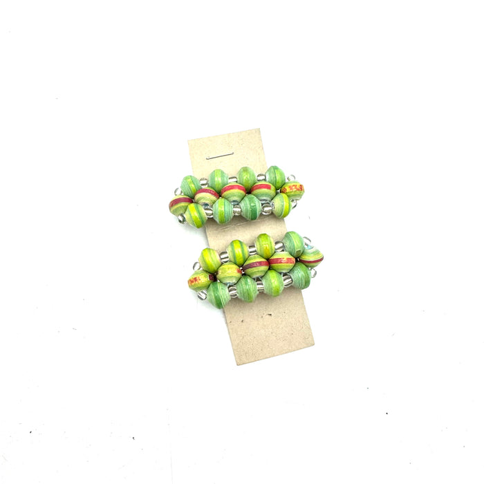 Paper Bead Hair Clips (Set of 2)- Green