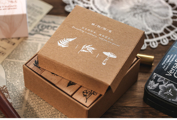 Phases of Moon & Plant Atlas Rubber Stamp Set (7pcs)