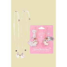 Children's necklaces with cat designs on a 'Great Pretenders' branded card.