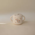 Silicone snack cup with pink floral design