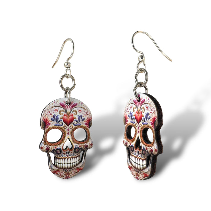 Sugar Skull Heart Earrings #1791