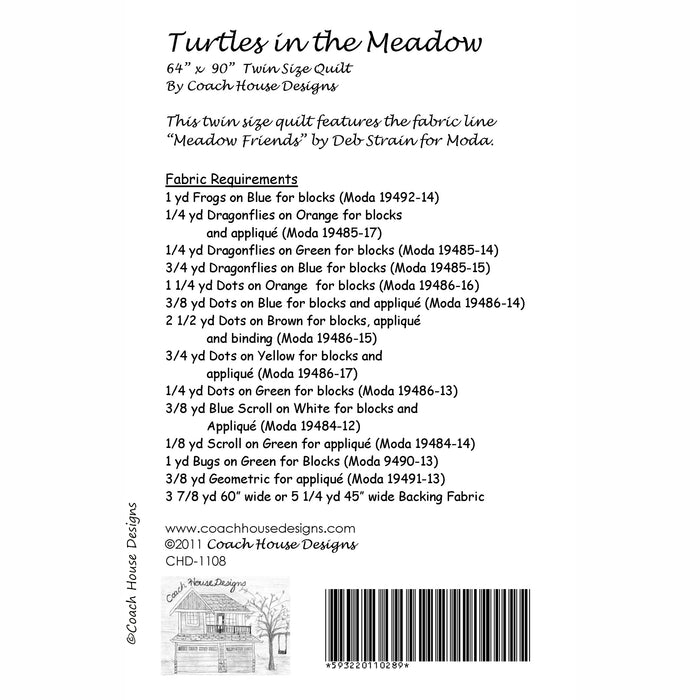 Turtles in the Meadow Downloadable PDF Quilt Pattern